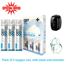 Load image into Gallery viewer, OXY99 Pocket oxygen kit ( Pack of 3 can with one oximeter, and mask) ING. BOSCHI ITALY
